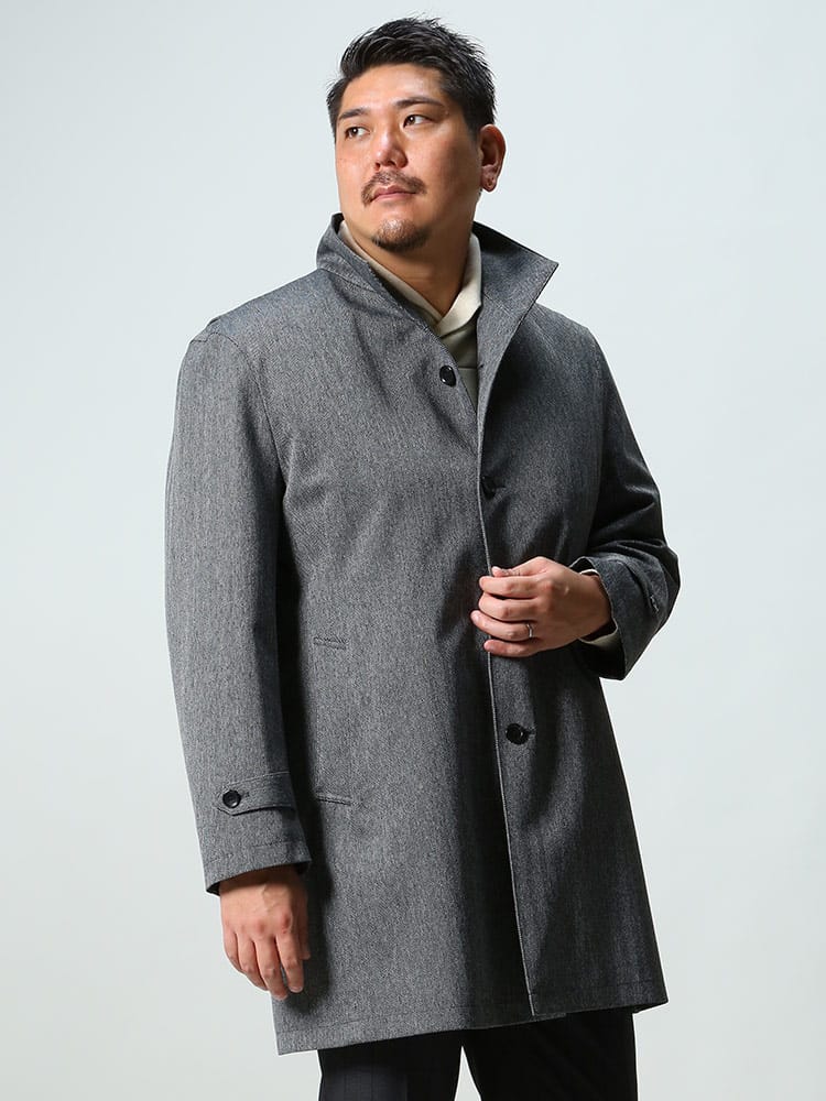 大きいサイズ メンズ B＆T CLUB ビーアンドティークラブ 春秋冬対応 ヘリンボン ライナー付き シングル コート