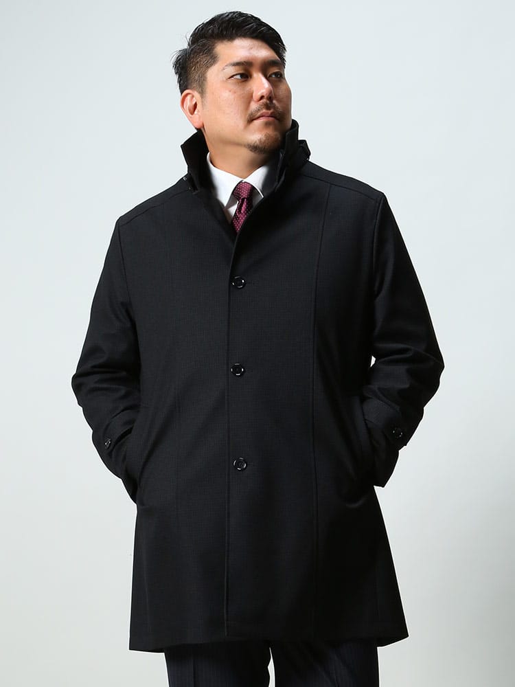 大きいサイズ メンズ B＆T CLUB ビーアンドティークラブ 春秋冬対応 千鳥柄 スタンド ライナー付き シングル コート
