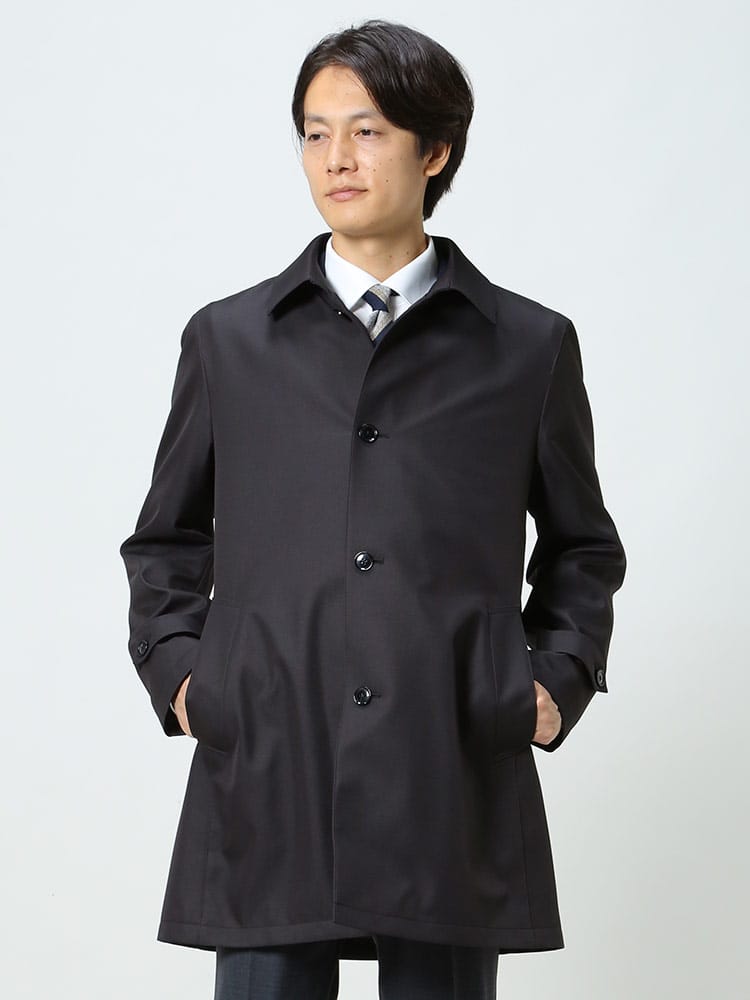 VITTORIO VENETO (ヴィットリオヴェネト) 無地 シングル ステンカラー ボンディングコート