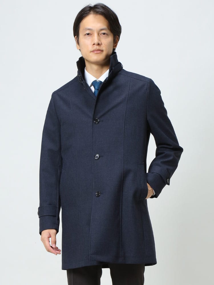 VITTORIO VENETO ヴィットリオヴェネト 千鳥柄 ライナー付き シングル スタンド コート