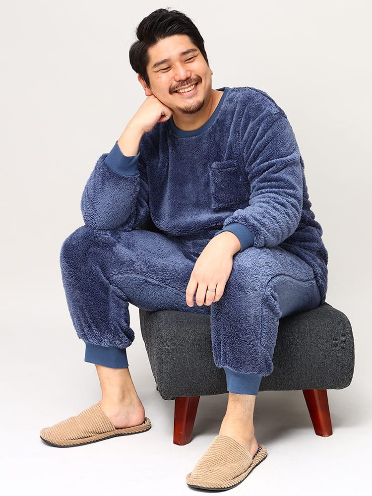 大きいサイズ メンズ B＆T CLUB (ビーアンドティークラブ) 両面ボア トレーナー パンツ セットアップ 保温性抜群 防寒対策 節電対策 部屋用 節電 機能性 ストレッチ アウトドア