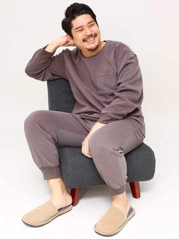 大きいサイズ メンズ B＆T CLUB (ビーアンドティークラブ) 裏起毛 ポケット トレーナー パンツ セットアップ 保温性抜群 防寒対策 節電対策 部屋用 節電 機能性 ストレッチ アウトドア