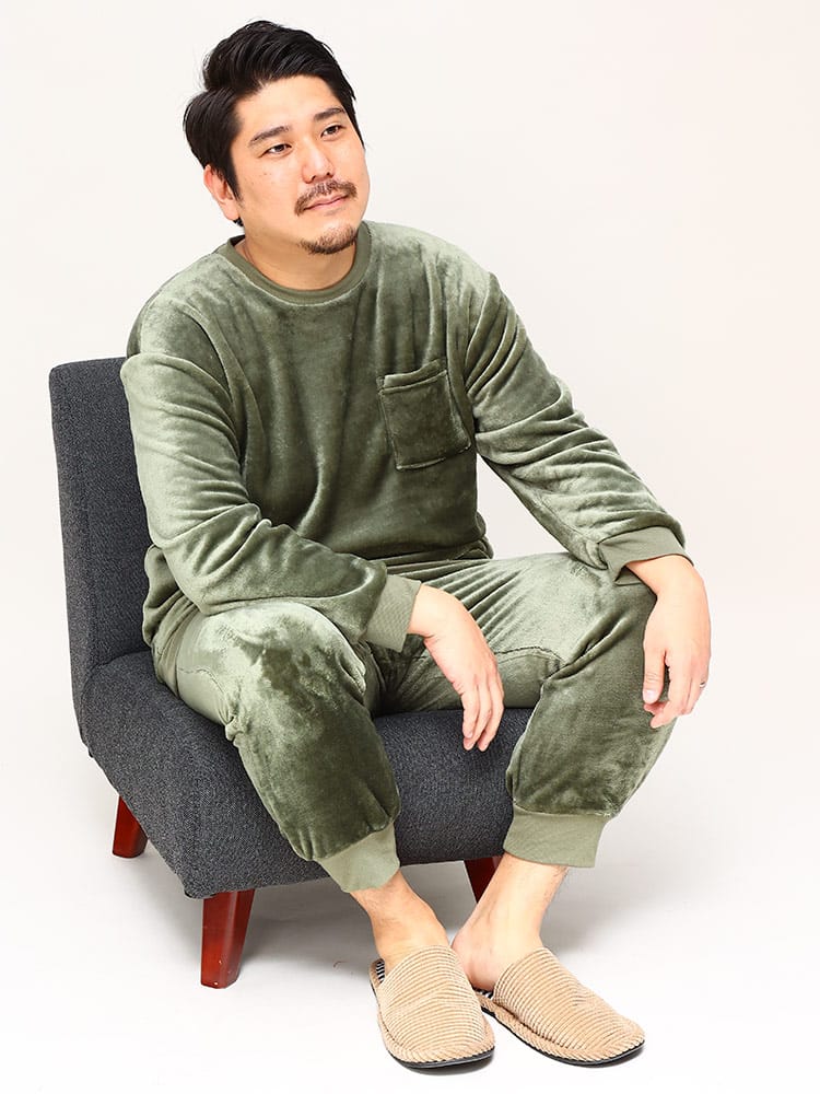 大きいサイズ メンズ B＆T CLUB (ビーアンドティークラブ) シャギー ポケット トレーナー パンツ セットアップ 保温性抜群 防寒対策 節電対策 部屋用 節電 機能性 ストレッチ アウトドア