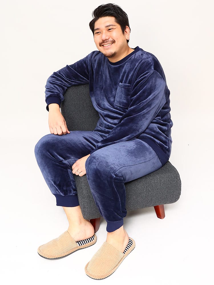 大きいサイズ メンズ B＆T CLUB (ビーアンドティークラブ) シャギー ポケット トレーナー パンツ セットアップ 保温性抜群 防寒対策 節電対策 部屋用 節電 機能性 ストレッチ アウトドア