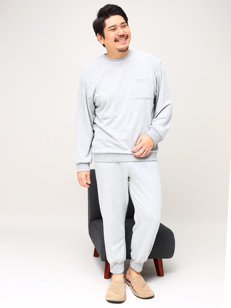 大きいサイズ メンズ B＆T CLUB (ビーアンドティークラブ) 16ゲージ 裏毛 トレーナー パンツ セットアップ