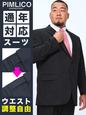 スーツ メンズ 大きいサイズ WEB限定 オールシーズン対応 メンズスーツ ビジネス パンツウォッシャブル アジャスター付 リクルート フレッシャーズ 就活 XL LLサイズ 3L 4L 5L 6L 7L 10L 送料無料 PIMLICO