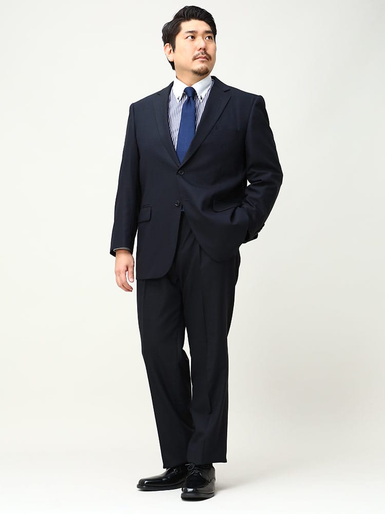 大きいサイズ メンズ B＆T CLUB ウォッシャブル ウエストアジャスター シングル 2パンツ スーツ KB体