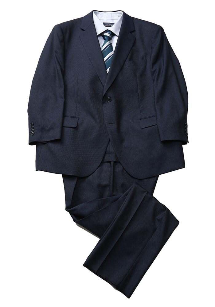 大きいサイズ メンズ B＆T CLUB ウォッシャブル ウエストアジャスター ストライプ シングル 2パンツ スーツ