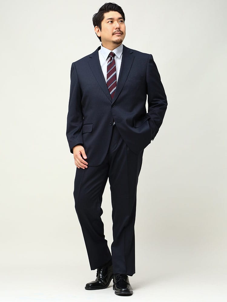 大きいサイズ メンズ B＆T CLUB ウォッシャブル ウエストアジャスター シングル 2パンツ スーツ KB体 2KE体