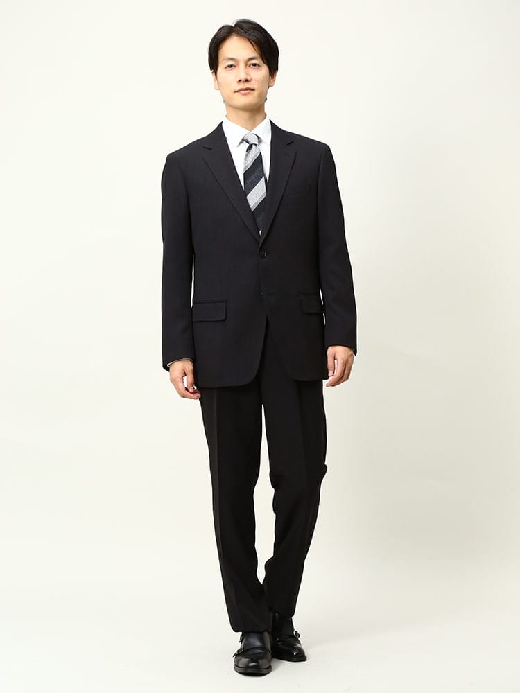 VITTORIO VENETO (ヴィットリオヴェネト) 上下ウォッシャブル ストライプ シングル ワンタック スーツ メンズ 上下洗える オールシーズン ウォッシャブルスーツ ビジネス 2ツボタン 通年 春夏 秋冬