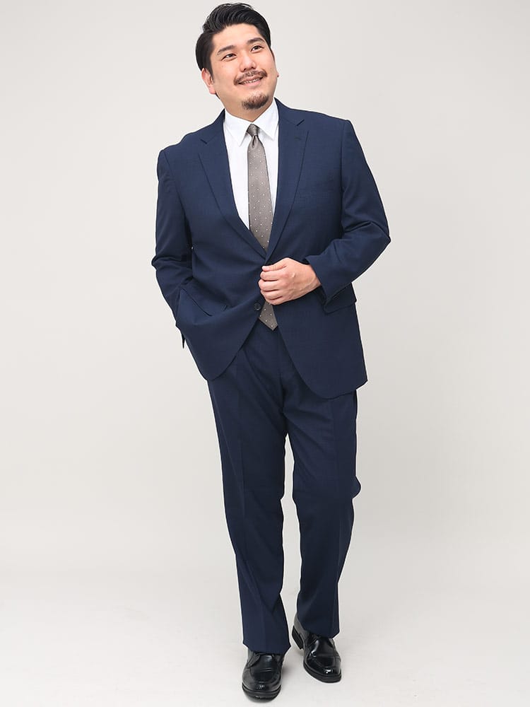 大きいサイズ メンズ B＆T CLUB ウォッシャブル ウエストアジャスター シングル ツーパンツ スーツ