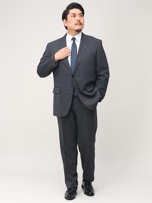 大きいサイズ メンズ B＆T CLUB ウォッシャブル ウエストアジャスター シングル ツーパンツ スーツ