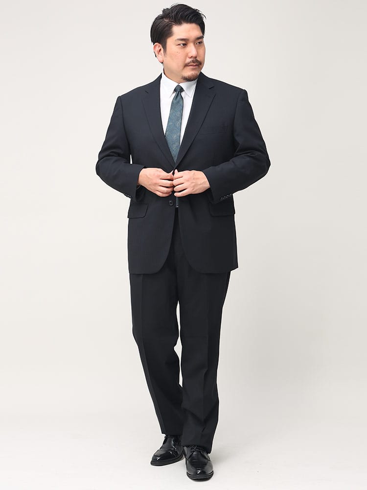 大きいサイズ メンズ B＆T CLUB ウォッシャブル ウエストアジャスター シングル ツーパンツ スーツ