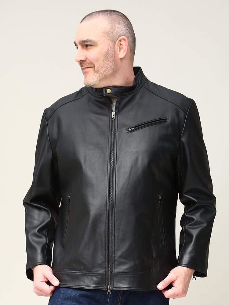 大きいサイズ メンズ B＆T CLUB (ビーアンドティークラブ) ラムレザー フルジップ ライダースジャケット