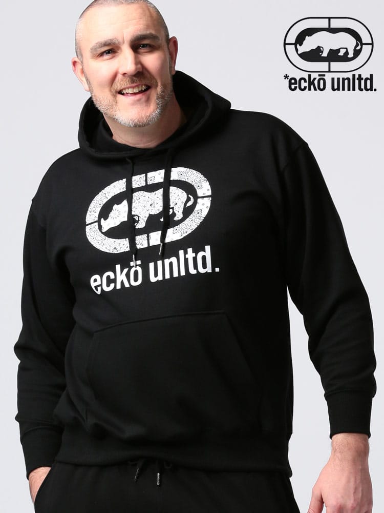大きいサイズ メンズ ECKO UNLTD (エコーアンリミテッド) ペイズリー柄プリント プルオーバー 長袖 パーカー