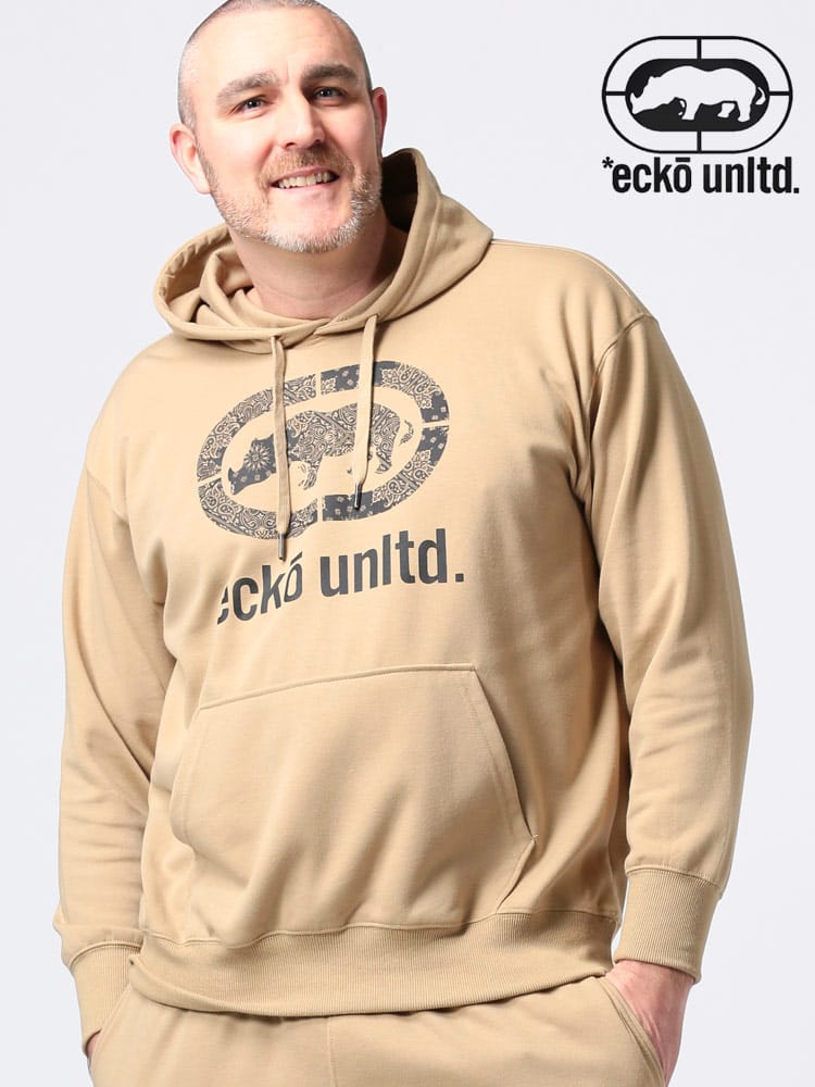 大きいサイズ メンズ ECKO UNLTD (エコーアンリミテッド) ペイズリー柄プリント プルオーバー 長袖 パーカー
