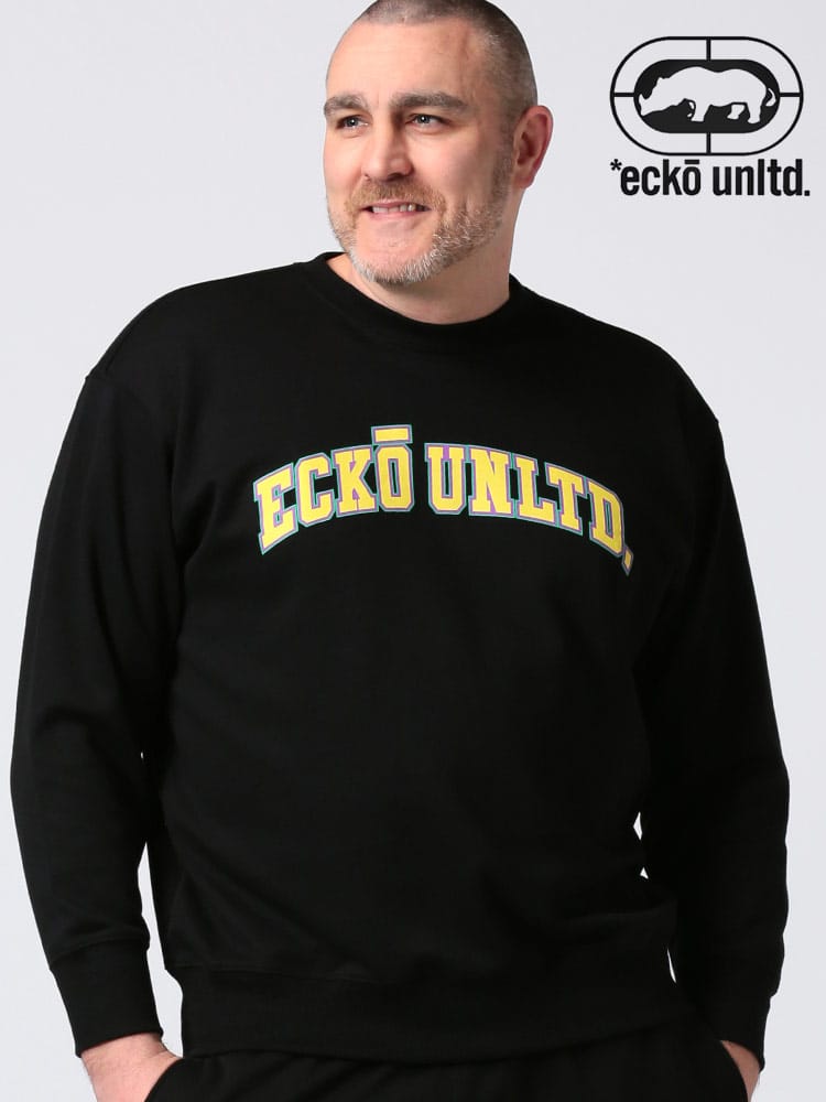 大きいサイズ メンズ ECKO UNLTD (エコーアンリミテッド) ロゴプリント クルーネック 長袖 トレーナー