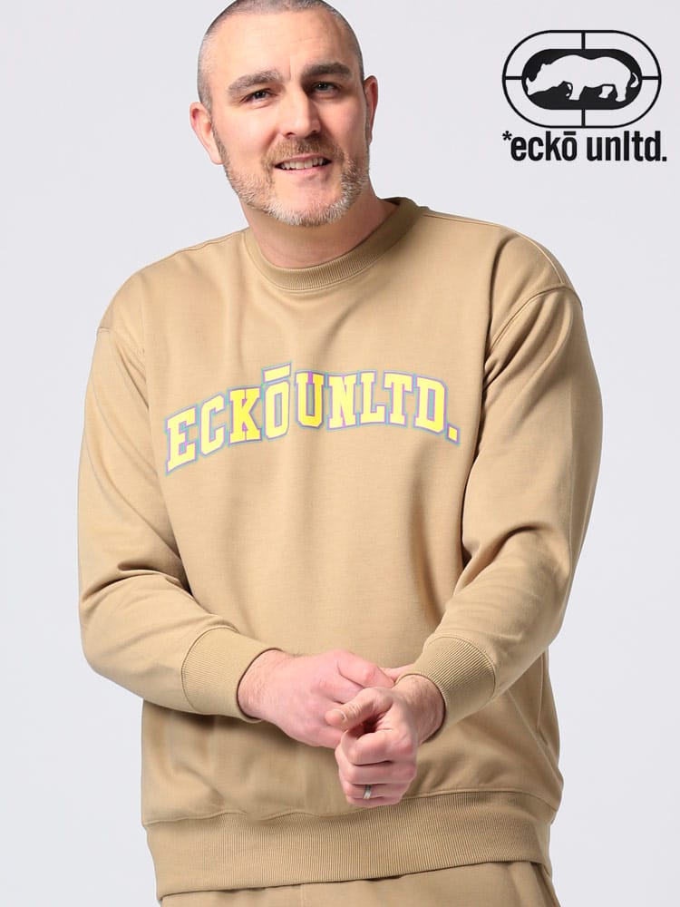 大きいサイズ メンズ ECKO UNLTD (エコーアンリミテッド) ロゴプリント クルーネック 長袖 トレーナー