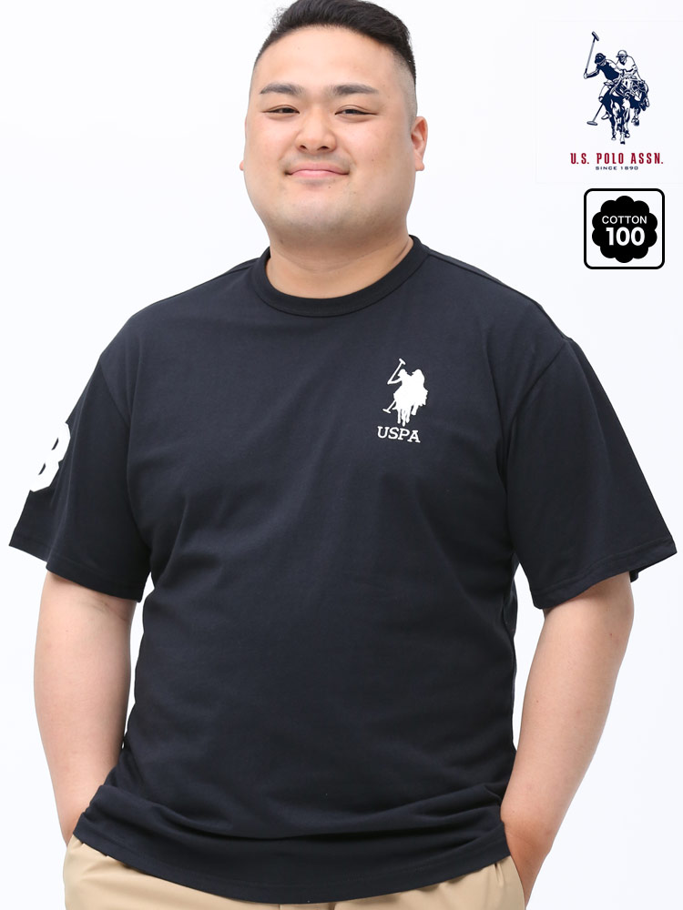 在庫処分 返品交換不可 大きいサイズ メンズ U.S. POLO ASSN. (ユーエスポロアッスン) BIGロゴ刺繍 クルーネック 半袖 Tシャツ