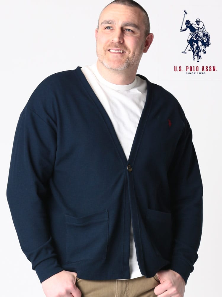 大きいサイズ メンズ U.S. POLO ASSN. (ユーエスポロアッスン) ワンポイント 1ツ釦 長袖 カーディガン