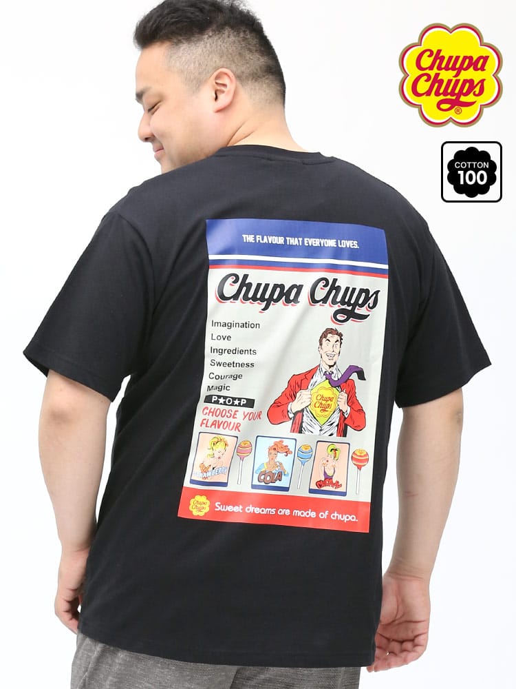 大きいサイズ メンズ chupa chups (チュッパチャプス) チュッパチャプス バックプリント クルーネック 半袖 Tシャツ