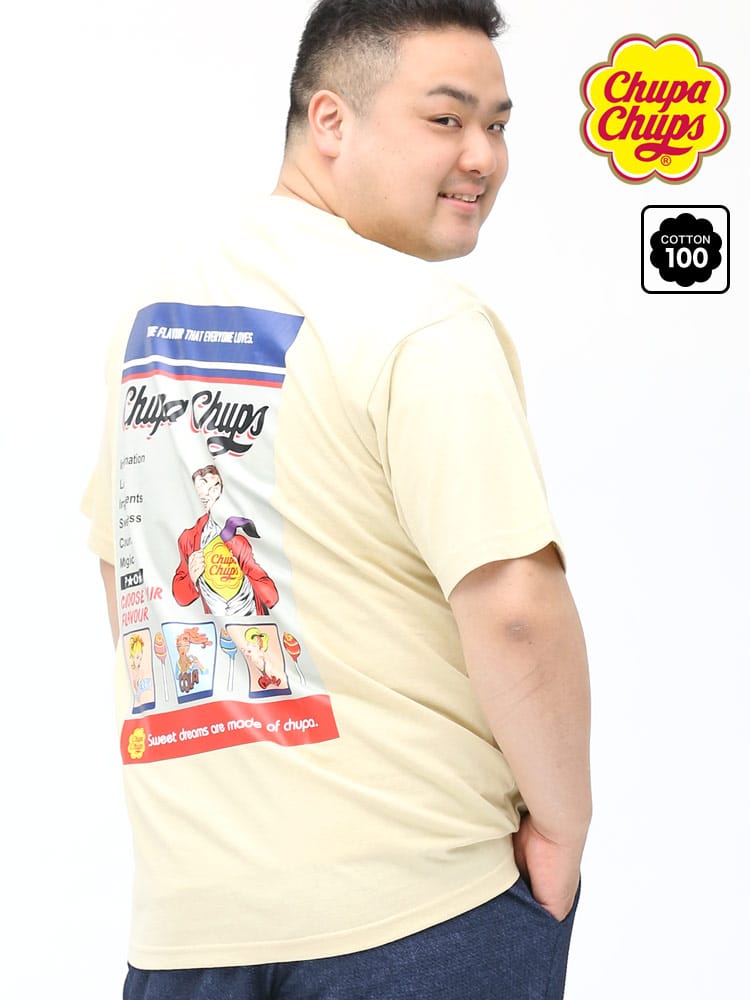 大きいサイズ メンズ chupa chups (チュッパチャプス) チュッパチャプス バックプリント クルーネック 半袖 Tシャツ