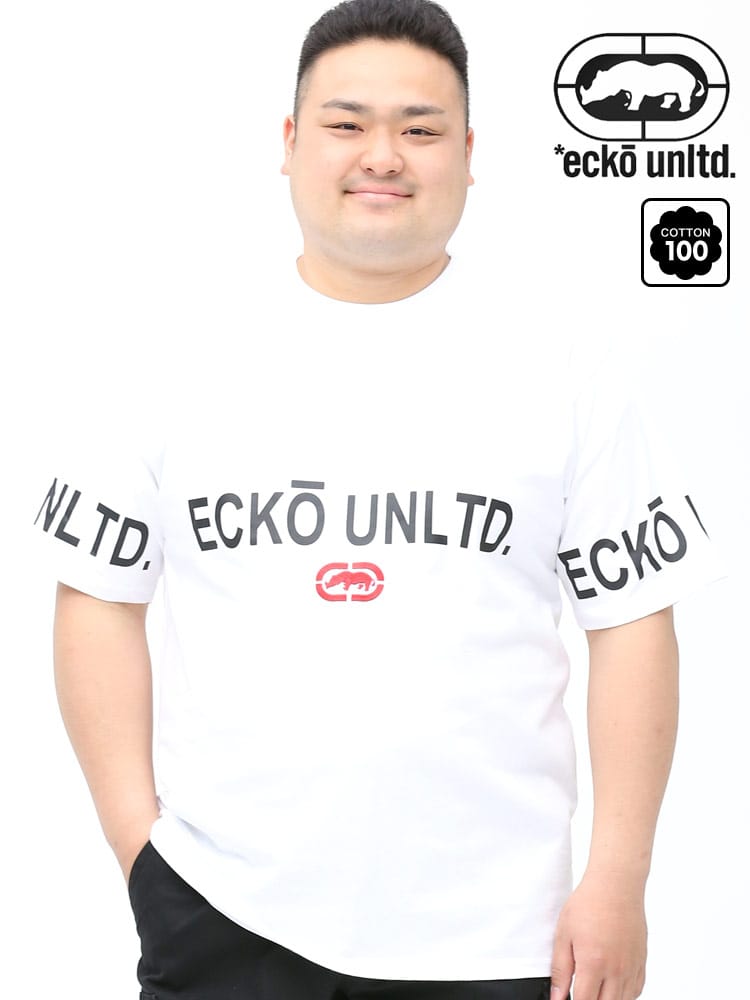 大きいサイズ メンズ ECKO UNLTD (エコーアンリミテッド) ロゴプリント 刺繍 クルーネック 半袖 Tシャツ