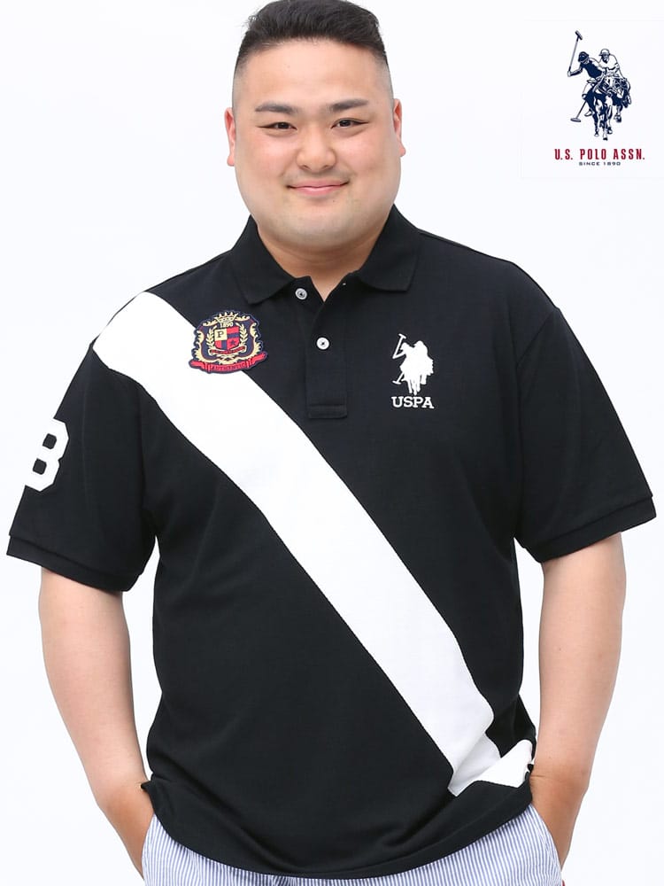 大きいサイズ メンズ U.S. POLO ASSN. (ユーエスポロアッスン) 切り替えライン ロゴ刺繍 半袖 ポロシャツ