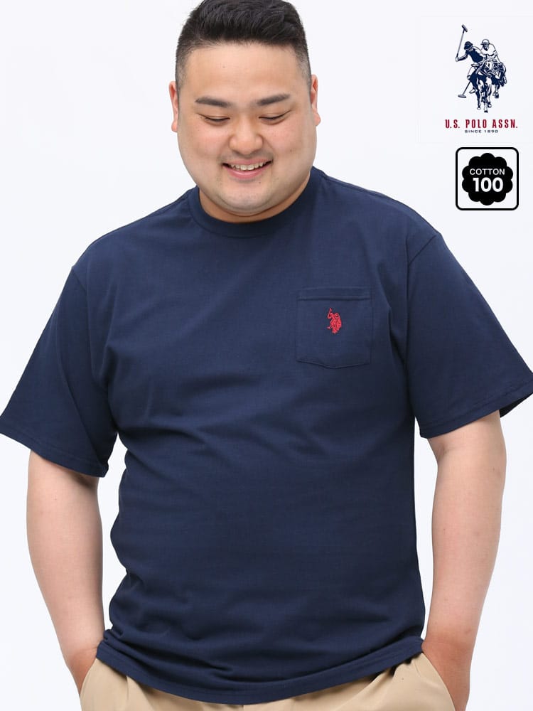 大きいサイズ メンズ U.S. POLO ASSN. (ユーエスポロアッスン) 綿100％ ワンポイント ポケット付き クルーネック 半袖 Tシャツ