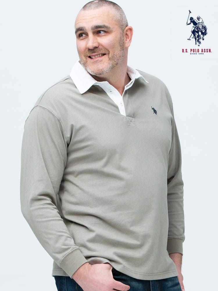 大きいサイズ メンズ U.S. POLO ASSN. (ユーエスポロアッスン) 綿100％ ワンポイント 長袖 ラガーシャツ