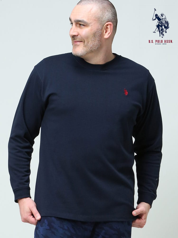大きいサイズ メンズ U.S. POLO ASSN. (ユーエスポロアッスン) ワンポイント クルーネック 長袖 Tシャツ ロンT