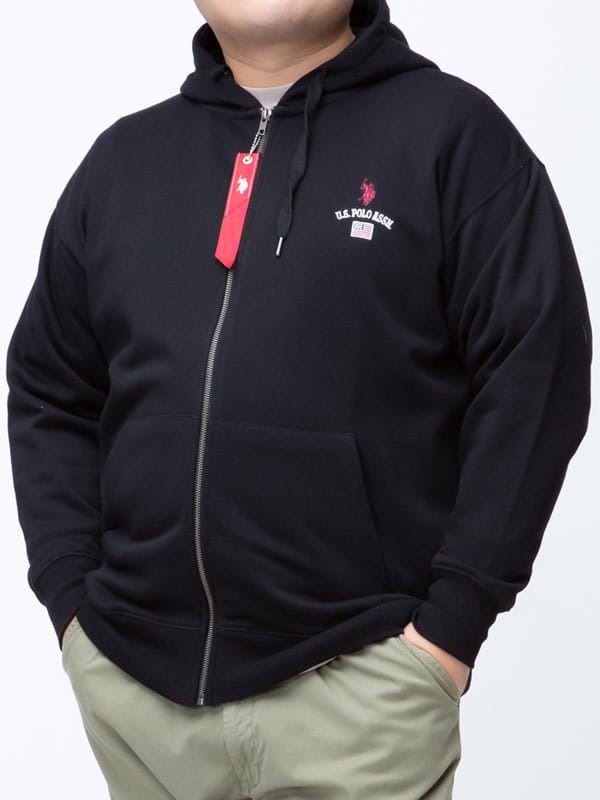 大きいサイズ メンズ U.S. POLO ASSN. (ユーエスポロアッスン) 胸ロゴ刺繍 フルジップ スウェット パーカー