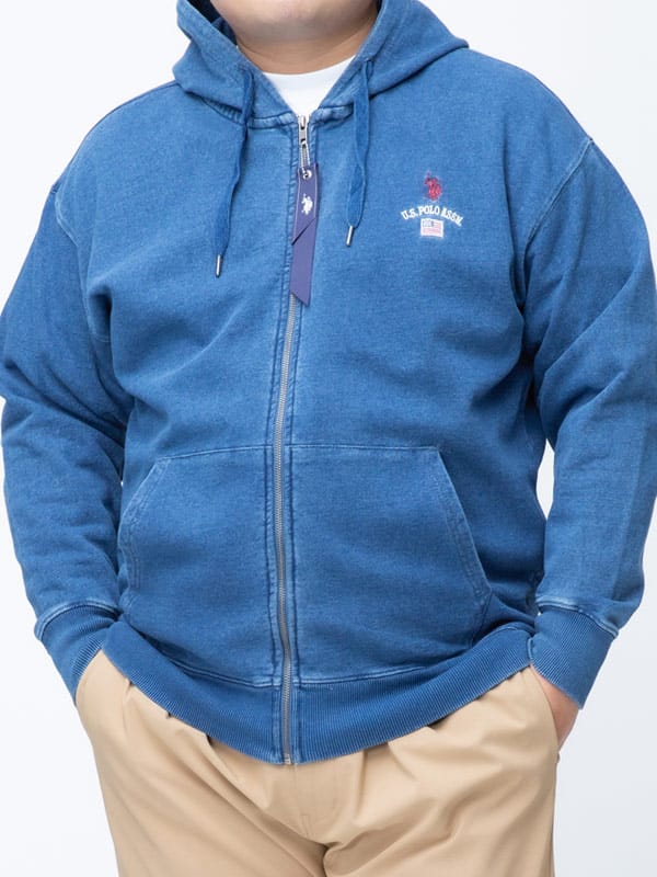 大きいサイズ メンズ U.S. POLO ASSN. (ユーエスポロアッスン) 胸ロゴ刺繍 フルジップ スウェット パーカー
