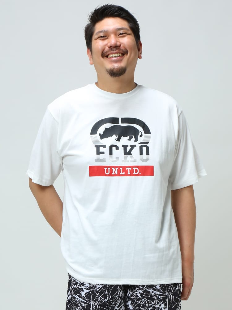 大きいサイズ メンズ ECKO UNLTD (エコーアンリミテッド) ロゴプリント クルーネック 半袖 Tシャツ