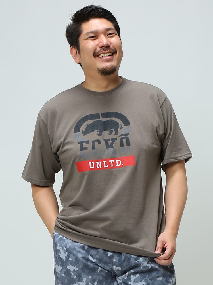 大きいサイズ メンズ ECKO UNLTD (エコーアンリミテッド) ロゴプリント クルーネック 半袖 Tシャツ