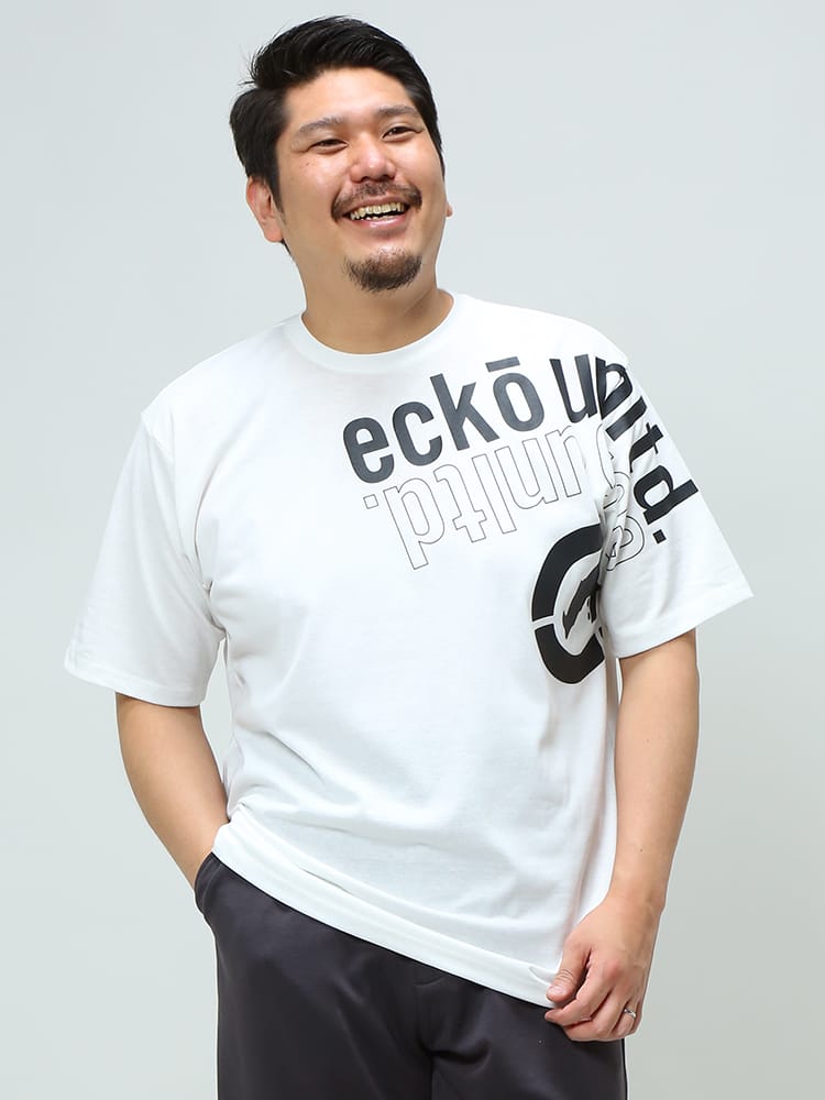 大きいサイズ メンズ ECKO UNLTD (エコーアンリミテッド) BIGロゴプリント クルーネック 半袖 Tシャツ