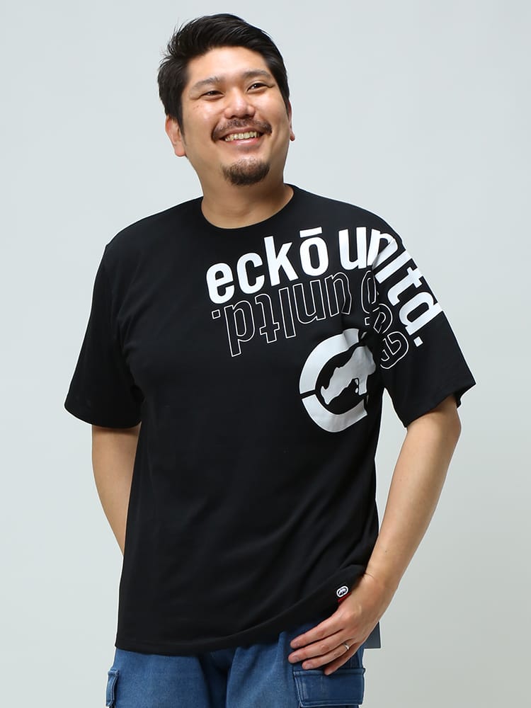 大きいサイズ メンズ ECKO UNLTD (エコーアンリミテッド) BIGロゴプリント クルーネック 半袖 Tシャツ