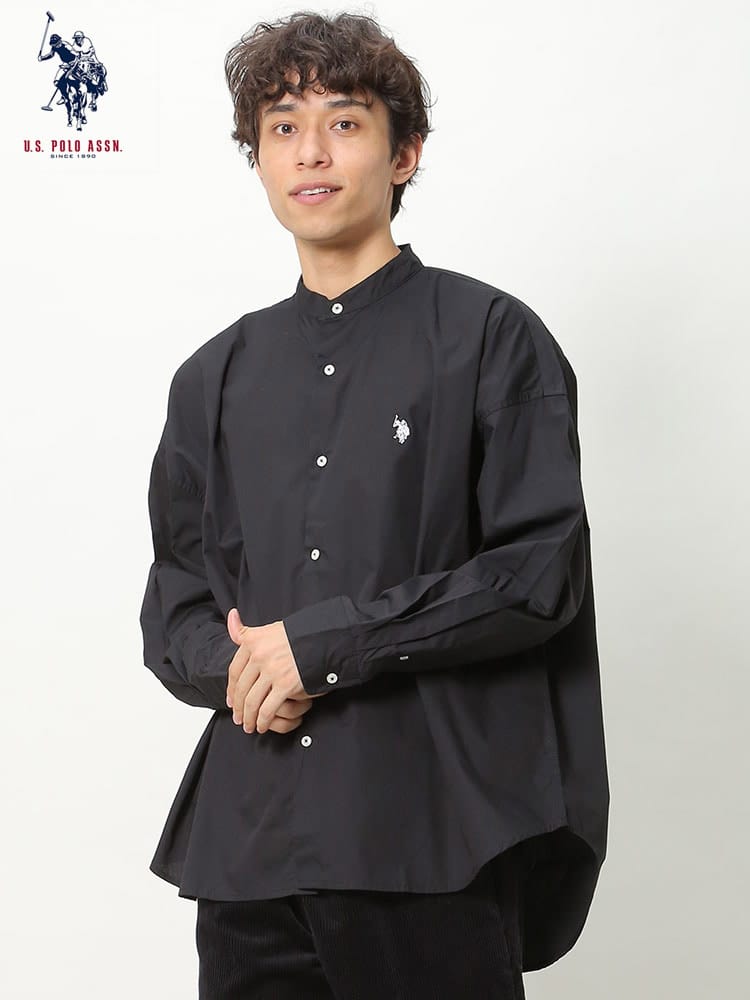 U.S. POLO ASSN. (ユーエスポロアッスン) コットン バンドカラー 長袖 シャツ