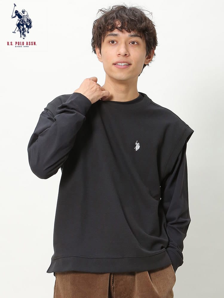 U.S. POLO ASSN. (ユーエスポロアッスン) アンサンブル ニットベスト クルーネック 長袖 Tシャツ