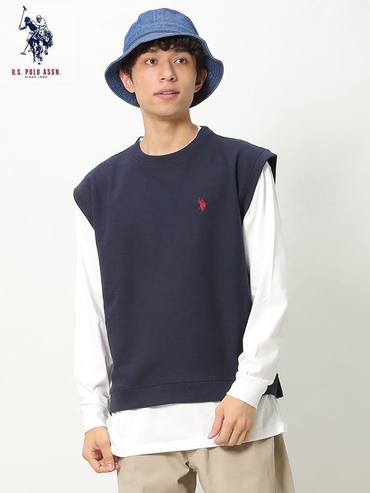U.S. POLO ASSN. (ユーエスポロアッスン) アンサンブル ニットベスト クルーネック 長袖 Tシャツ
