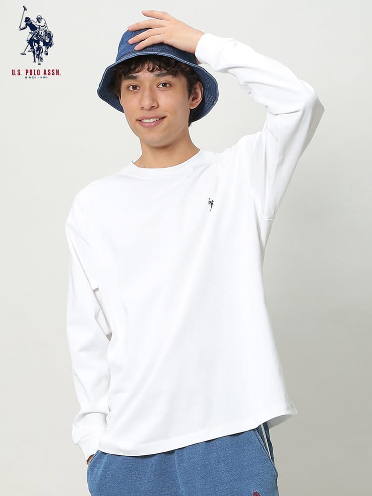 U.S. POLO ASSN. (ユーエスポロアッスン) コットン ヘビーウェイト クルーネック 長袖 Tシャツ