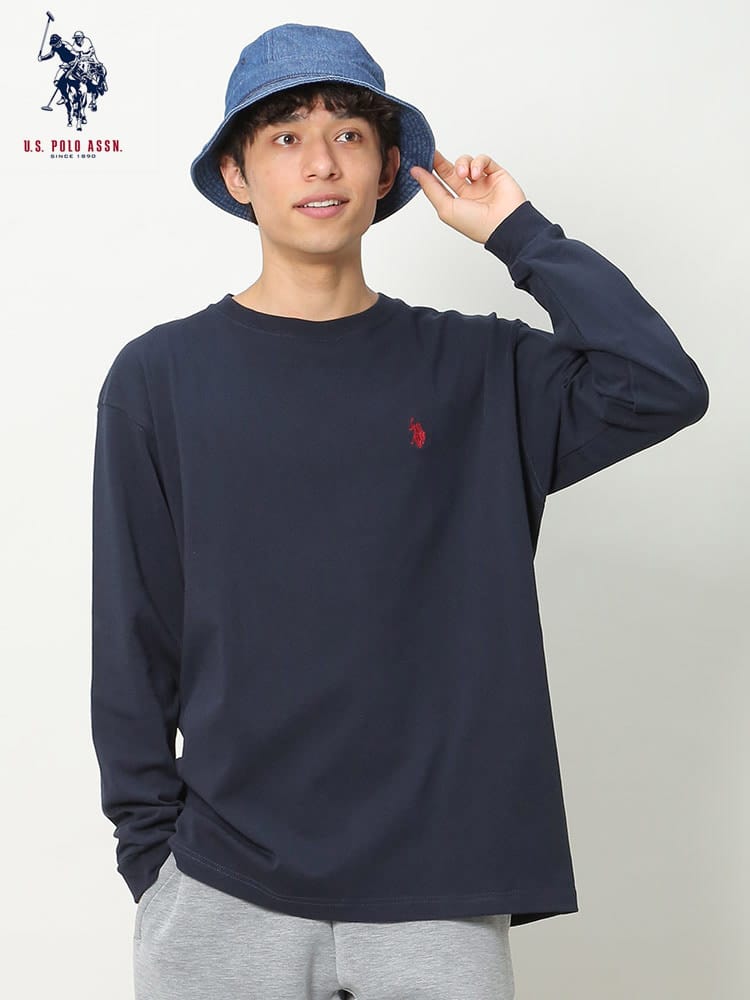 U.S. POLO ASSN. (ユーエスポロアッスン) コットン ヘビーウェイト クルーネック 長袖 Tシャツ