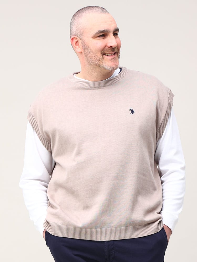 大きいサイズ メンズ U.S. POLO ASSN. (ユーエスポロアッスン) 胸ロゴ クルーネック ニットベスト