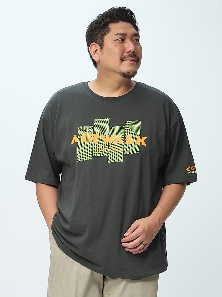 大きいサイズ メンズ AIRWALK (エアウォーク) ロゴプリント クルーネック 半袖 Tシャツ