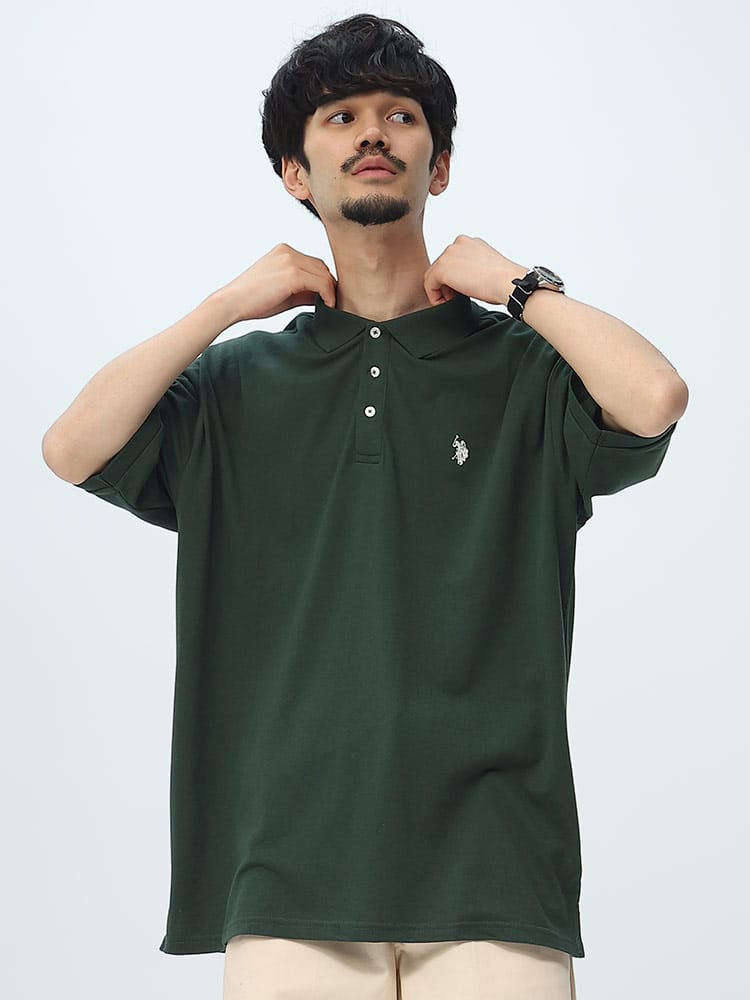 U.S. POLO ASSN. (ユーエスポロアッスン) 胸ロゴ BIGシルエット 半袖 ポロシャツ