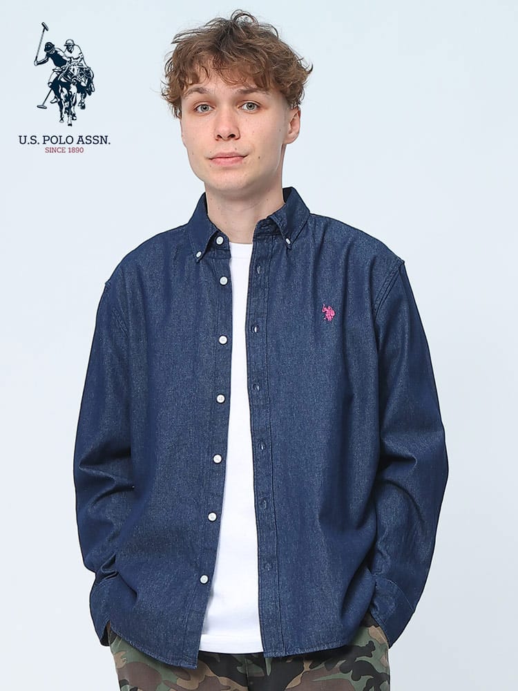 U.S. POLO ASSN. (ユーエスポロアッスン) 無地＆ストライプ ボタンダウン 長袖 シャツ