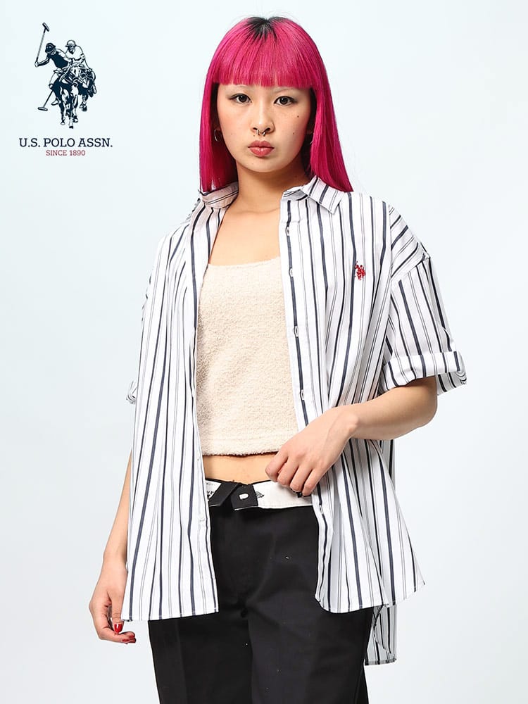 U.S. POLO ASSN. (ユーエスポロアッスン) 胸ロゴ刺繍 レギュラーカラー 半袖シャツ