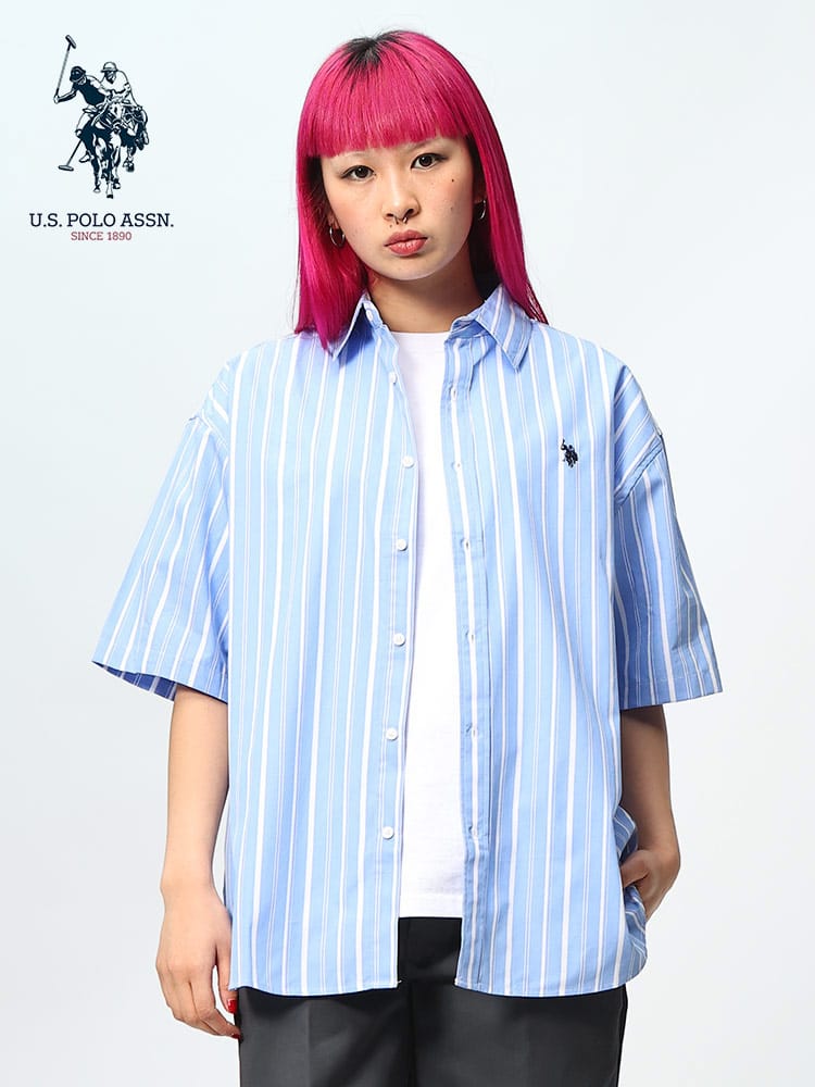 U.S. POLO ASSN. (ユーエスポロアッスン) 胸ロゴ刺繍 レギュラーカラー 半袖シャツ
