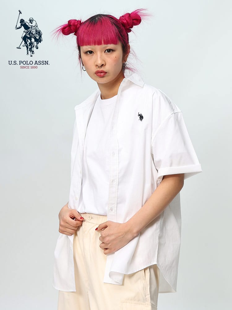 U.S. POLO ASSN. (ユーエスポロアッスン) 胸ロゴ刺繍 レギュラーカラー 半袖シャツ