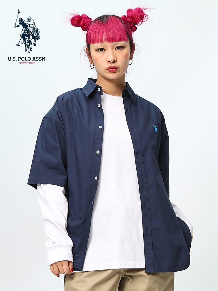 U.S. POLO ASSN. (ユーエスポロアッスン) 胸ロゴ刺繍 レギュラーカラー 半袖シャツ